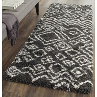Safavieh Belize Shag Collection SGB488C Charcoal and Ivory Runner (23 x 7)