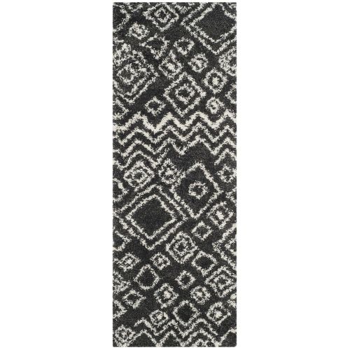  Safavieh Belize Shag Collection SGB488C Charcoal and Ivory Runner (23 x 7)