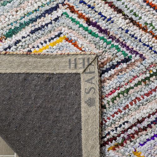 Safavieh Nantucket Collection NAN314A Handmade Abstract Geometric Diamond Multicolored Cotton Area Rug (4 x 6)