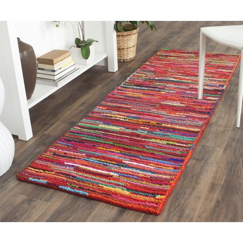  Safavieh Nantucket Collection NAN142A Handmade Abstract Pink and Multi Cotton Area Rug (23 x 5)