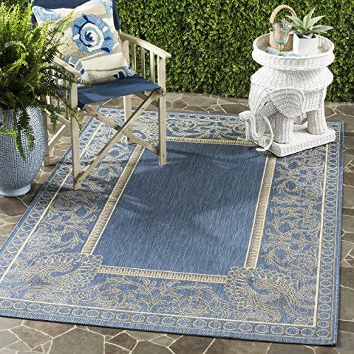  Safavieh Courtyard Collection CY2965-3103 Blue and Natural Indoor/ Outdoor Area Rug (27 x 5)