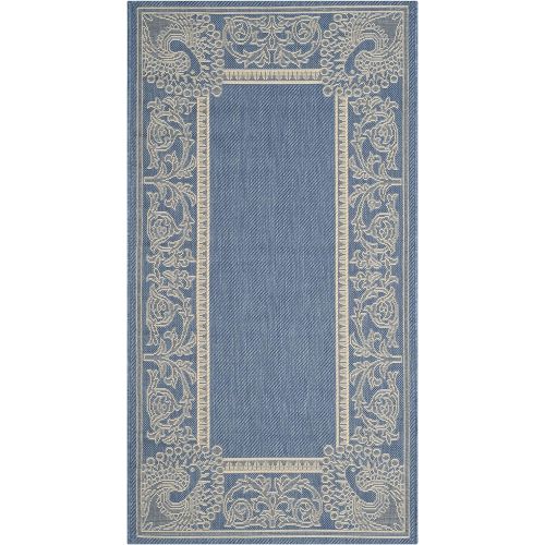  Safavieh Courtyard Collection CY2965-3103 Blue and Natural Indoor/ Outdoor Area Rug (27 x 5)