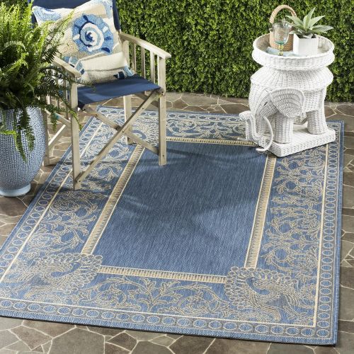  Safavieh Courtyard Collection CY2965-3103 Blue and Natural Indoor/ Outdoor Area Rug (27 x 5)