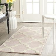 Safavieh Cambridge Collection CAM121M Handcrafted Moroccan Geometric Light Pink and Ivory Premium Wool Area Rug (26 x 4)