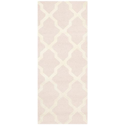  Safavieh Cambridge Collection CAM121M Handcrafted Moroccan Geometric Light Pink and Ivory Premium Wool Area Rug (26 x 4)