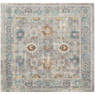 Safavieh Mystique Collection MYS924R Vintage Watercolor Grey and Multi Square Distressed Area Rug (67 Square)
