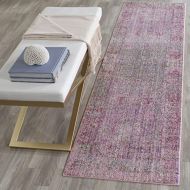Safavieh Valencia Collection VAL203N Lavender and Multi Distressed Watercolor Silky Polyester Area Rug (2 x 3)