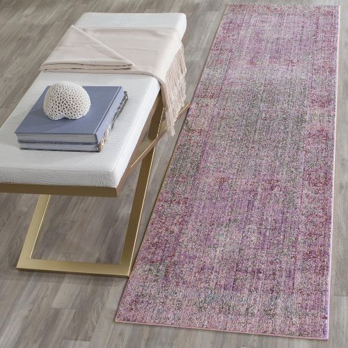  Safavieh Valencia Collection VAL203N Lavender and Multi Distressed Watercolor Silky Polyester Area Rug (2 x 3)