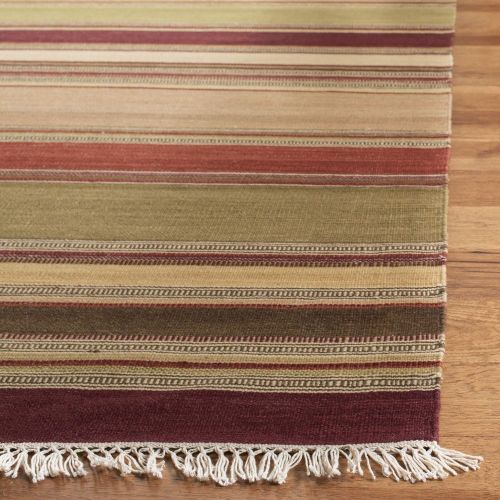  Safavieh Striped Kilim Collection STK313A Hand Woven Red Premium Wool Area Rug (3 x 5)