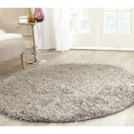 Safavieh New Orleans Shag Collection SG531-8080 Grey Polyester Round Area Rug (5 Diameter)