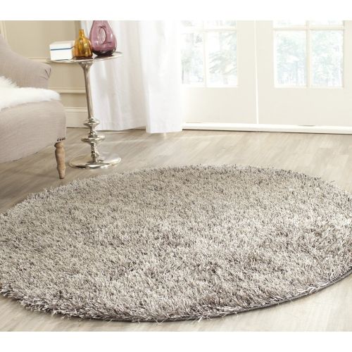  Safavieh New Orleans Shag Collection SG531-8080 Grey Polyester Round Area Rug (5 Diameter)