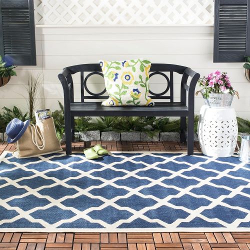  Safavieh Courtyard Collection CY6903-268 Navy and Beige Indoor/ Outdoor Area Rug (2 x 37)