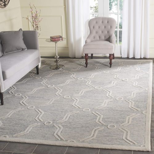  Safavieh Cambridge Collection CAM728G Handcrafted Moroccan Geometric Light Grey and Ivory Premium Wool Area Rug (3 x 5)