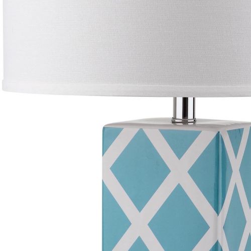  Safavieh Lighting Collection Garden Lattice Light Blue 27-inch Table Lamp (Set of 2)