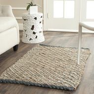 Safavieh Natural Fiber Collection NF454A Hand Woven Blue and Natural Jute Area Rug (3 x 5)