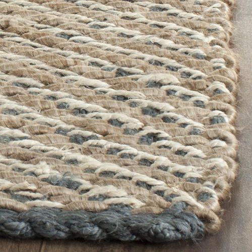  Safavieh Natural Fiber Collection NF454A Hand Woven Blue and Natural Jute Area Rug (3 x 5)