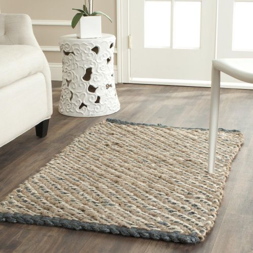  Safavieh Natural Fiber Collection NF454A Hand Woven Blue and Natural Jute Area Rug (3 x 5)