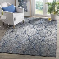 Safavieh Madison Collection MAD604G Navy and Silver Distressed Ogee Area Rug (4 x 6)