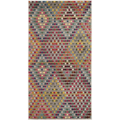  Safavieh Monaco Collection MNC204F Modern Geometric Diamond Polka Dot Multi and Beige Distressed Area Rug (22 x 4)