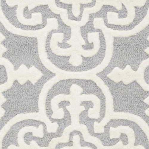  Safavieh Cambridge Collection CAM133D Handcrafted Moroccan Geometric Silver and Ivory Premium Wool Area Rug (2 x 3)