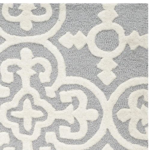  Safavieh Cambridge Collection CAM133D Handcrafted Moroccan Geometric Silver and Ivory Premium Wool Area Rug (2 x 3)