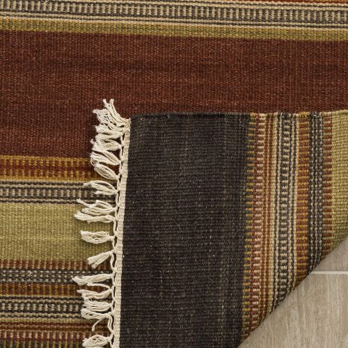  Safavieh Striped Kilim Collection STK315A Hand Woven Gold Premium Wool Area Rug (4 x 6)