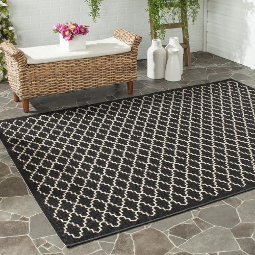  Safavieh Courtyard Collection CY6919-226 Black and Beige Indoor/ Outdoor Area Rug (2 x 37)