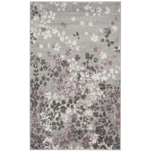  Safavieh Adirondack Collection ADR115M Light Grey and Purple Contemporary Floral Area Rug (3 x 5)