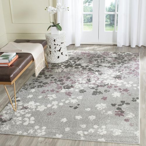  Safavieh Adirondack Collection ADR115M Light Grey and Purple Contemporary Floral Area Rug (3 x 5)