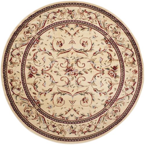  Safavieh Lyndhurst Collection LNH322A Traditional Scrolling Vines Round Area Rug, 8/Diameter, Ivory