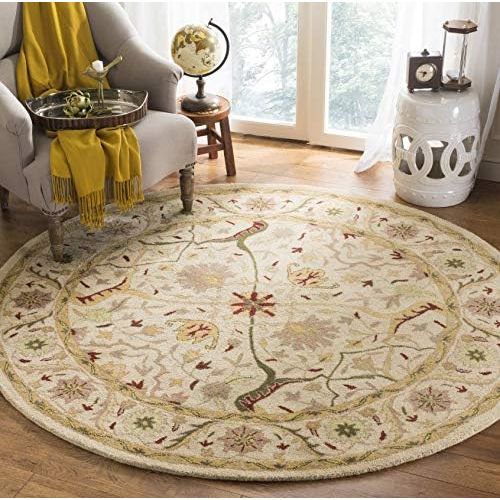  Safavieh Antiquities Collection AT14A Handmade Traditional Oriental Ivory Wool Round Area Rug (36 Diameter)