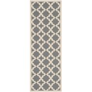 Safavieh Courtyard Collection CY6913-246 Anthracite and Beige Indoor/ Outdoor Area Rug (2 x 37)