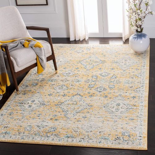  Safavieh Evoke Collection EVK224B Contemporary Bohemian Gold and Ivory Area Rug (51 x 76)