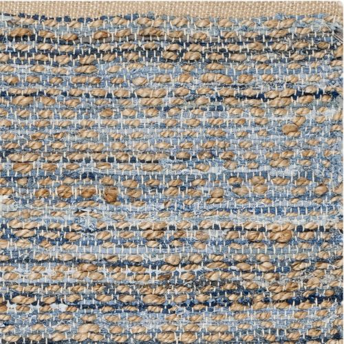  Safavieh Cape Cod Collection CAP350A Hand Woven Flatweave Chevron Natural and Blue Jute Area Rug (3 x 5)