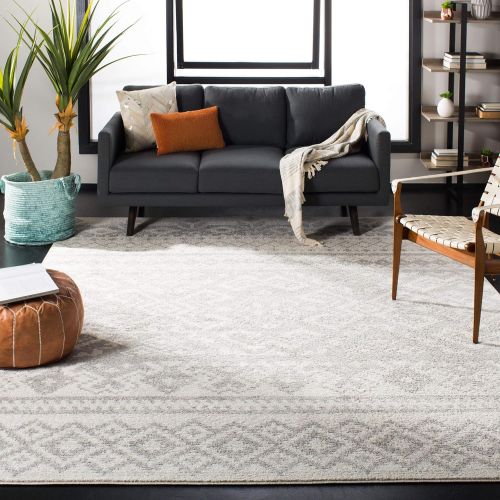  Safavieh Adirondack Collection ADR107B Ivory and Silver Rustic Bohemian Square Area Rug (4 Square)
