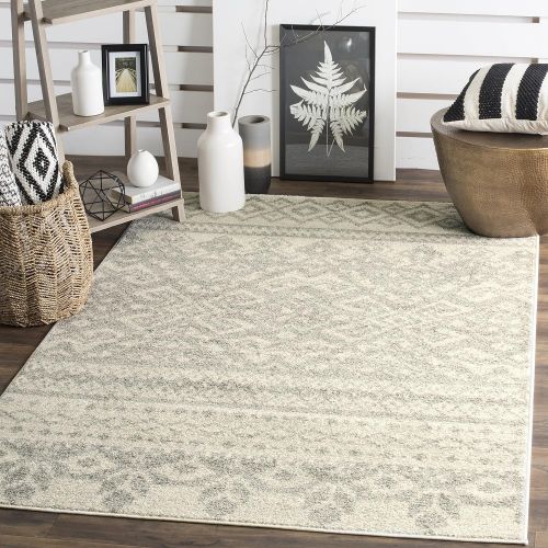  Safavieh Adirondack Collection ADR107B Ivory and Silver Rustic Bohemian Square Area Rug (4 Square)