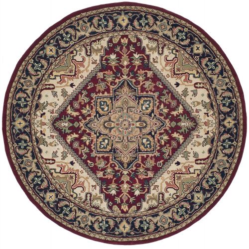  Safavieh Heritage Collection HG625A Handcrafted Traditional Oriental Heriz Medallion Red Wool Round Area Rug (36 Diameter)