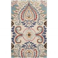 Safavieh Bella Collection BEL118A Handmade Ivory and Blue Premium Wool Area Rug (2 x 3)