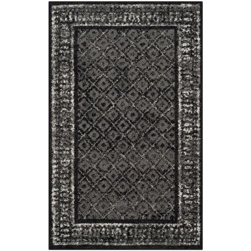  Safavieh Adirondack Collection ADR110A Vintage Distressed Area Rug, 26 x 4, Black/Silver