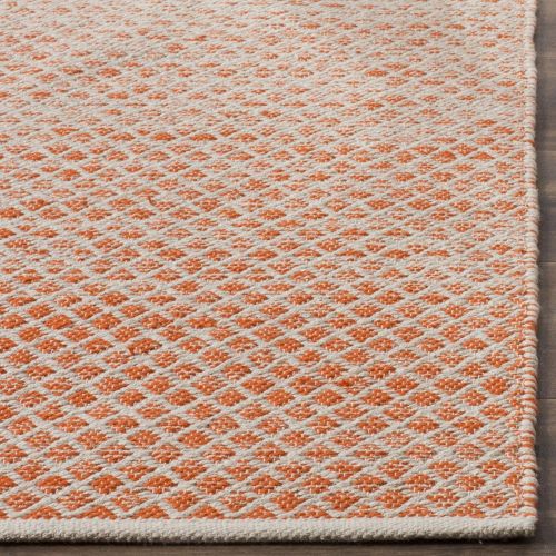  Safavieh Montauk Collection MTK601D Handmade Flatweave Orange and Ivory Cotton Area Rug (3 x 5)