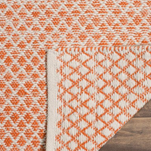  Safavieh Montauk Collection MTK601D Handmade Flatweave Orange and Ivory Cotton Area Rug (3 x 5)