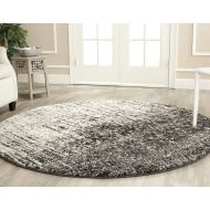 Safavieh Retro Collection RET2770-9079 Modern Abstract Black and Light Grey Round Area Rug (8 Diameter)