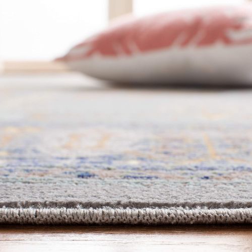  Safavieh Valencia Collection VAL108C Grey and Multi Vintage Distressed Silky Polyester Area Rug (3 x 5)