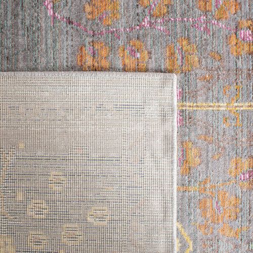  Safavieh Valencia Collection VAL108C Grey and Multi Vintage Distressed Silky Polyester Area Rug (3 x 5)