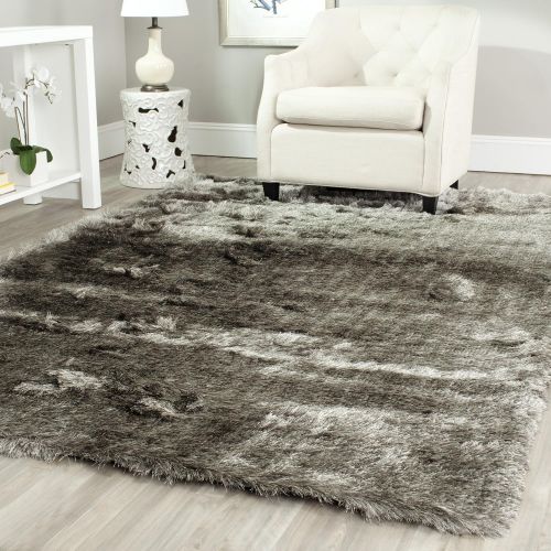  Safavieh Paris Shag Collection SG511-7575 Silver Polyester Area Rug (3 x 5)