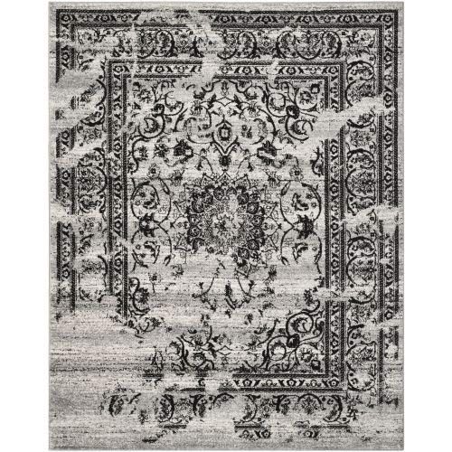  Safavieh ADR101A-26 Adirondack Collection ADR101A Oriental Vintage Distressed Runner, 26 x 6, Silver/Black