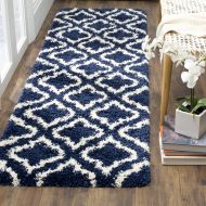 Safavieh Hudson Shag Collection SGH284C Navy and Ivory Moroccan Geometric Runner (23 x 8)