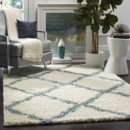 Safavieh Dallas Shag Collection SGD257J Ivory and Light Blue Area Rug (8 x 10)