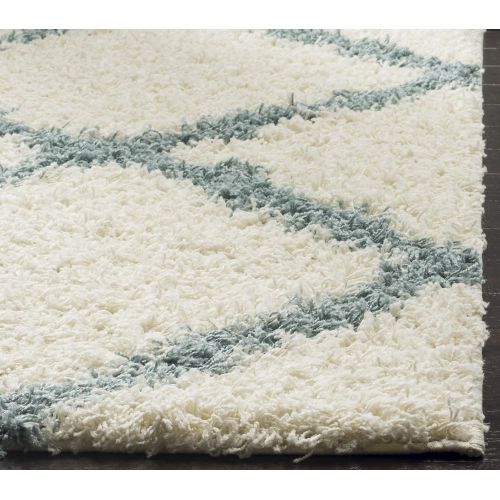  Safavieh Dallas Shag Collection SGD257J Ivory and Light Blue Area Rug (8 x 10)