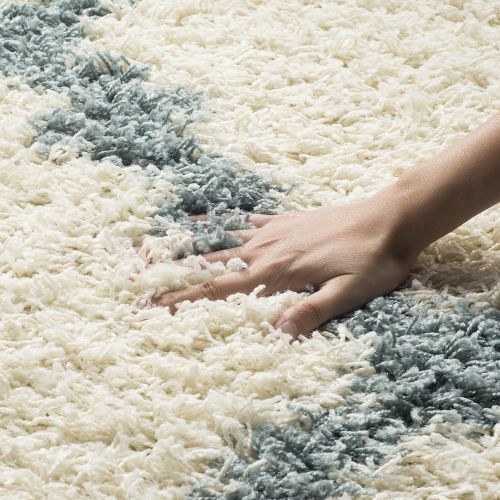  Safavieh Dallas Shag Collection SGD257J Ivory and Light Blue Area Rug (8 x 10)